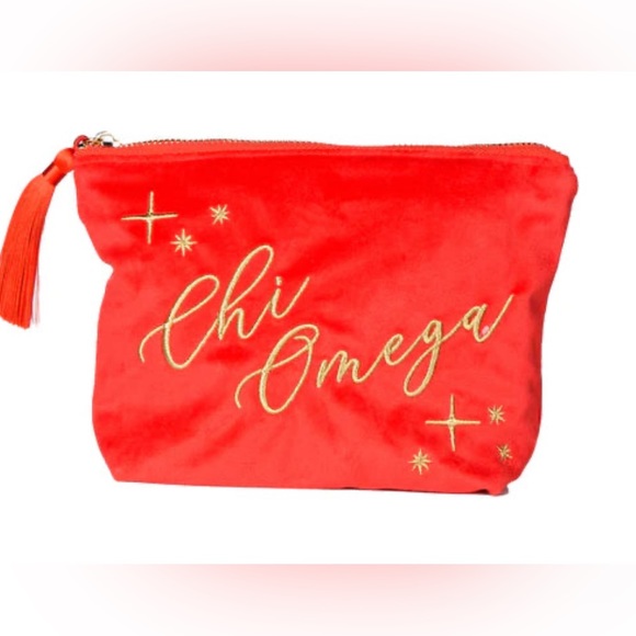 NWT Chi Omega Velvet Cosmetic Pouch - Picture 1 of 3